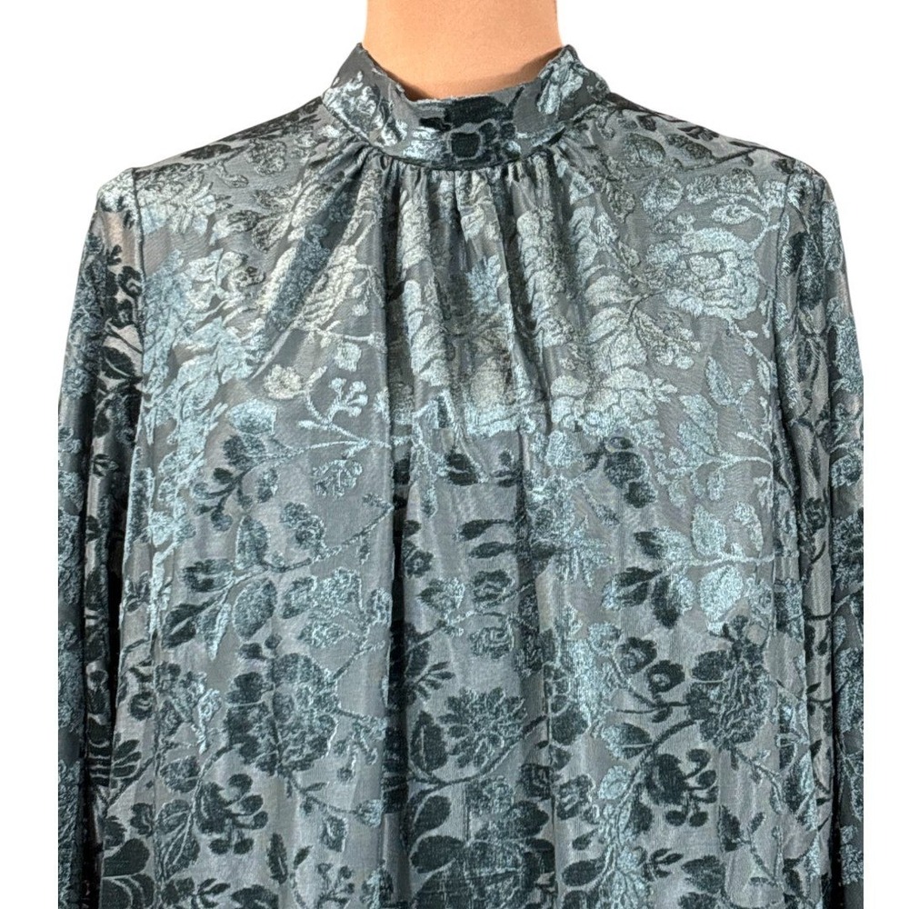London Times Teal Floral Long Sleeve Dress - Picture 6 of 12